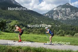 10.07.2024, Lavaze, Italy (ITA): Cyril Faehndrich (SUI), Nadine Faehndrich (SUI), (l-r)  - Cross-Country summer training, Lavaze (ITA). www.nordicfocus.com. © Vanzetta/NordicFocus. Every downloaded picture is fee-liable.