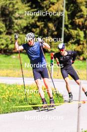 04.06.2024, Lenzerheide, Switzerland (SUI): Niklas Steiger (SUI), Noe Naeff (SUI), (l-r) - Cross-Country training, Lenzerheide (SUI). www.nordicfocus.com. © Manzoni/NordicFocus. Every downloaded picture is fee-liable.