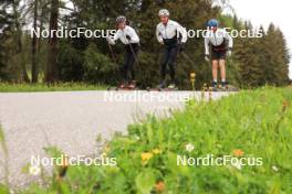 28.05.2024, Lenzerheide, Switzerland (SUI): Beda Klee (SUI), Janik Riebli (SUI), Toni Livers (SUI), (l-r) - Cross-Country training, Lenzerheide (SUI). www.nordicfocus.com. © Manzoni/NordicFocus. Every downloaded picture is fee-liable.