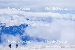 22.06.2024, Les Diablerets, Switzerland (SUI): Celine Zeller (SUI), Roman Schaad (SUI), (l-r) - Cross-Country summer training on the Glacier 3000, Les Diablerets (SUI). www.nordicfocus.com. © Manzoni/NordicFocus. Every downloaded picture is fee-liable.