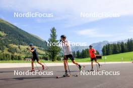 15.08.2024, Ulrichen, Switzerland (SUI): Anian Sossau (GER), Friedrich Moch (GER), Albert Kuchler (GER), (l-r) - Cross-Country summer training, Ulrichen (SUI). www.nordicfocus.com. © Manzoni/NordicFocus. Every downloaded picture is fee-liable.