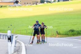 07.08.2024, Lenzerheide, Switzerland (SUI): Nicola Wigger (SUI), Valerio Grond (SUI), Beda Klee (SUI), (l-r) - Cross-Country summer training, Lenzerheide (SUI). www.nordicfocus.com. © Manzoni/NordicFocus. Every downloaded picture is fee-liable.