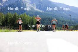 06.08.2024, Lenzerheide, Switzerland (SUI): Nina Riedener (LIE), Ramona Schoepfer (SUI), Nadja Kaelin (SUI), (l-r) - Cross-Country summer training, Lenzerheide (SUI). www.nordicfocus.com. © Manzoni/NordicFocus. Every downloaded picture is fee-liable.