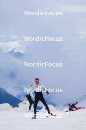 22.06.2024, Les Diablerets, Switzerland (SUI): Roman Schaad (SUI), Ilan Pittier (SUI), Nicola Wigger (SUI), (l-r) - Cross-Country summer training on the Glacier 3000, Les Diablerets (SUI). www.nordicfocus.com. © Manzoni/NordicFocus. Every downloaded picture is fee-liable.