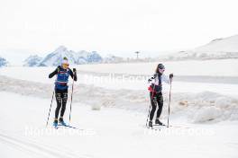 18.06.2024, Tignes, France (FRA): Delphine Claudel (FRA), Mélissa Gal (FRA), (l-r) - Cross-Country summer training, Tignes (FRA). www.nordicfocus.com. © Authamayou/NordicFocus. Every downloaded picture is fee-liable.