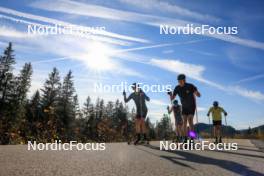 12.10.2024, Ramsau am Dachstein, Austria (AUT): Albert Kuchler (GER), Alexander Brandner (GER), Luca Petzold (GER), Lucas Boegl (GER), (l-r) - Cross-Country summer training, Ramsau am Dachstein (AUT). www.nordicfocus.com. © Manzoni/NordicFocus. Every downloaded picture is fee-liable.