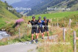 07.08.2024, Lenzerheide, Switzerland (SUI): Valerio Grond (SUI), Beda Klee (SUI), Nicola Wigger (SUI), (l-r) - Cross-Country summer training, Lenzerheide (SUI). www.nordicfocus.com. © Manzoni/NordicFocus. Every downloaded picture is fee-liable.