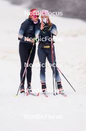 22.06.2024, Les Diablerets, Switzerland (SUI): Desiree Steiner (SUI), Karoline Braten Guidon (SUI), coach Team Switzerland, (l-r) - Cross-Country summer training on the Glacier 3000, Les Diablerets (SUI). www.nordicfocus.com. © Manzoni/NordicFocus. Every downloaded picture is fee-liable.