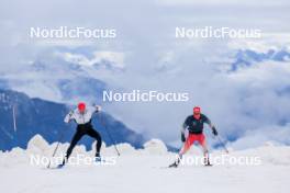 22.06.2024, Les Diablerets, Switzerland (SUI): Roman Schaad (SUI), Nicola Wigger (SUI), (l-r) - Cross-Country summer training on the Glacier 3000, Les Diablerets (SUI). www.nordicfocus.com. © Manzoni/NordicFocus. Every downloaded picture is fee-liable.