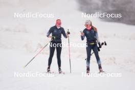 22.06.2024, Les Diablerets, Switzerland (SUI): Desiree Steiner (SUI), Karoline Braten Guidon (SUI), coach Team Switzerland, (l-r) - Cross-Country summer training on the Glacier 3000, Les Diablerets (SUI). www.nordicfocus.com. © Manzoni/NordicFocus. Every downloaded picture is fee-liable.