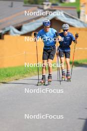 07.08.2024, Lenzerheide, Switzerland (SUI): Ilan Pittier (SUI), Jon-Fadri Nufer (SUI), (l-r) - Cross-Country summer training, Lenzerheide (SUI). www.nordicfocus.com. © Manzoni/NordicFocus. Every downloaded picture is fee-liable.