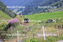 07.08.2024, Lenzerheide, Switzerland (SUI): Nicola Wigger (SUI), Beda Klee (SUI), Valerio Grond (SUI), (l-r) - Cross-Country summer training, Lenzerheide (SUI). www.nordicfocus.com. © Manzoni/NordicFocus. Every downloaded picture is fee-liable.