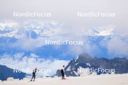 22.06.2024, Les Diablerets, Switzerland (SUI): Valerio Grond (SUI), Ilan Pittier (SUI), (l-r) - Cross-Country summer training on the Glacier 3000, Les Diablerets (SUI). www.nordicfocus.com. © Manzoni/NordicFocus. Every downloaded picture is fee-liable.