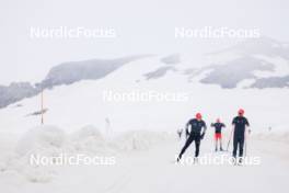 22.06.2024, Les Diablerets, Switzerland (SUI): Janik Riebli (SUI), Erik Braten Guidon (NOR), coach Team Switzerland, (l-r) - Cross-Country summer training on the Glacier 3000, Les Diablerets (SUI). www.nordicfocus.com. © Manzoni/NordicFocus. Every downloaded picture is fee-liable.