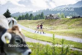 09.07.2024, Lavaze, Italy (ITA): Nadine Faehndrich (SUI), Nicole Monsorno (ITA), (l-r)  - Cross-Country summer training, Lavaze (ITA). www.nordicfocus.com. © Vanzetta/NordicFocus. Every downloaded picture is fee-liable.