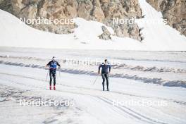 19.06.2024, Tignes, France (FRA): Renaud Jay (FRA), Théo Schely (FRA), (l-r) - Cross-Country summer training, Tignes (FRA). www.nordicfocus.com. © Authamayou/NordicFocus. Every downloaded picture is fee-liable.