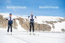 18.06.2024, Tignes, France (FRA): Flora Dolci (FRA), Léna Quintin (FRA), (l-r) - Cross-Country summer training, Tignes (FRA). www.nordicfocus.com. © Authamayou/NordicFocus. Every downloaded picture is fee-liable.