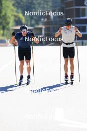 06.08.2024, Lenzerheide, Switzerland (SUI): Valerio Grond (SUI), Nicola Wigger (SUI), (l-r) - Cross-Country summer training, Lenzerheide (SUI). www.nordicfocus.com. © Manzoni/NordicFocus. Every downloaded picture is fee-liable.