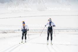 18.06.2024, Tignes, France (FRA): Flora Dolci (FRA), Léna Quintin (FRA), (l-r) - Cross-Country summer training, Tignes (FRA). www.nordicfocus.com. © Authamayou/NordicFocus. Every downloaded picture is fee-liable.