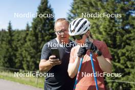 09.07.2024, Lavaze, Italy (ITA): Ivan Hudac (CZE), Nadine Faehndrich (SUI), (l-r)  - Cross-Country summer training, Lavaze (ITA). www.nordicfocus.com. © Vanzetta/NordicFocus. Every downloaded picture is fee-liable.