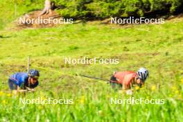04.06.2024, Lenzerheide, Switzerland (SUI): Jonas Baumann (SUI), Beda Klee (SUI), (l-r) - Cross-Country training, Lenzerheide (SUI). www.nordicfocus.com. © Manzoni/NordicFocus. Every downloaded picture is fee-liable.