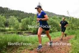 21.06.2024, Les Diablerets, Switzerland (SUI): Nadia Kaelin (SUI), Joeri Kindschi (SUI), (l-r) - Cross-Country summer training, Les Diablerets (SUI). www.nordicfocus.com. © Manzoni/NordicFocus. Every downloaded picture is fee-liable.