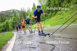 21.06.2024, Les Diablerets, Switzerland (SUI): Erwan Kaeser (SUI), Janik Riebli (SUI), Valerio Grond (SUI), Jonas Baumann (SUI), Fabrizio Albasini (SUI), (l-r) - Cross-Country summer training, Les Diablerets (SUI). www.nordicfocus.com. © Manzoni/NordicFocus. Every downloaded picture is fee-liable.