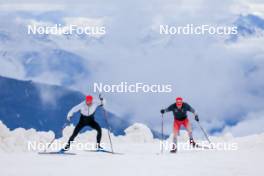 22.06.2024, Les Diablerets, Switzerland (SUI): Roman Schaad (SUI), Nicola Wigger (SUI), (l-r) - Cross-Country summer training on the Glacier 3000, Les Diablerets (SUI). www.nordicfocus.com. © Manzoni/NordicFocus. Every downloaded picture is fee-liable.