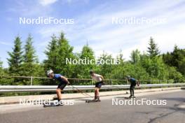 21.06.2024, Les Diablerets, Switzerland (SUI): Antonin Savary (SUI), Nicola Wigger (SUI), Fabrizio Albasini (SUI), (l-r) - Cross-Country summer training, Les Diablerets (SUI). www.nordicfocus.com. © Manzoni/NordicFocus. Every downloaded picture is fee-liable.