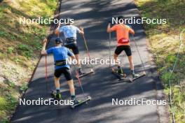 14.08.2024, Ulrichen, Switzerland (SUI): Florian Notz (GER), Friedrich Moch (GER), Lucas Boegl (GER), (l-r) - Cross-Country summer training, Ulrichen (SUI). www.nordicfocus.com. © Manzoni/NordicFocus. Every downloaded picture is fee-liable.