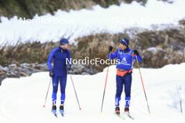 06.11.2024, Davos, Switzerland (SUI): Erwan Kaeser (SUI), Christoph Eigenmann (SUI), (l-r) - Cross-Country training, snowfarming track, Davos (SUI). www.nordicfocus.com. © Manzoni/NordicFocus. Every downloaded picture is fee-liable.