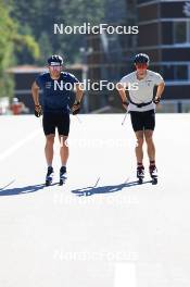 06.08.2024, Lenzerheide, Switzerland (SUI): Valerio Grond (SUI), Nicola Wigger (SUI), (l-r) - Cross-Country summer training, Lenzerheide (SUI). www.nordicfocus.com. © Manzoni/NordicFocus. Every downloaded picture is fee-liable.