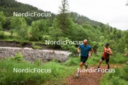 21.06.2024, Les Diablerets, Switzerland (SUI): Jason Rueesch (SUI), Jonas Baumann (SUI), (l-r) - Cross-Country summer training, Les Diablerets (SUI). www.nordicfocus.com. © Manzoni/NordicFocus. Every downloaded picture is fee-liable.