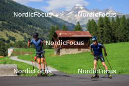 14.08.2024, Ulrichen, Switzerland (SUI): Friedrich Moch (GER), Albert Kuchler (GER), (l-r) - Cross-Country summer training, Ulrichen (SUI). www.nordicfocus.com. © Manzoni/NordicFocus. Every downloaded picture is fee-liable.