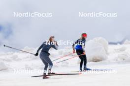 22.06.2024, Les Diablerets, Switzerland (SUI): Karoline Braten Guidon (SUI), coach Team Switzerland, Alina Meier (SUI), (l-r) - Cross-Country summer training on the Glacier 3000, Les Diablerets (SUI). www.nordicfocus.com. © Manzoni/NordicFocus. Every downloaded picture is fee-liable.