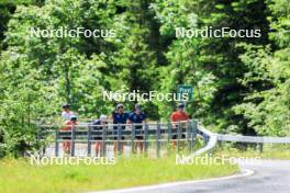 21.06.2024, Les Diablerets, Switzerland (SUI): Ilan Pittier (SUI), Janik Riebli (SUI), Jonas Baumann (SUI), Beda Klee (SUI), Valerio Grond (SUI), (l-r) - Cross-Country summer training, Les Diablerets (SUI). www.nordicfocus.com. © Manzoni/NordicFocus. Every downloaded picture is fee-liable.