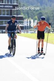 06.08.2024, Lenzerheide, Switzerland (SUI): Erik Braten Guidon (NOR), coach Team Switzerland, Ilan Pittier (SUI), (l-r) - Cross-Country summer training, Lenzerheide (SUI). www.nordicfocus.com. © Manzoni/NordicFocus. Every downloaded picture is fee-liable.