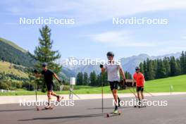 15.08.2024, Ulrichen, Switzerland (SUI): Anian Sossau (GER), Friedrich Moch (GER), Albert Kuchler (GER), (l-r) - Cross-Country summer training, Ulrichen (SUI). www.nordicfocus.com. © Manzoni/NordicFocus. Every downloaded picture is fee-liable.