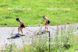 06.08.2024, Lenzerheide, Switzerland (SUI): Nadia Steiger (SUI). Ramona Schoepfer (SUI), (l-r) - Cross-Country summer training, Lenzerheide (SUI). www.nordicfocus.com. © Manzoni/NordicFocus. Every downloaded picture is fee-liable.