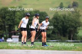 14.08.2024, Ulrichen, Switzerland (SUI): Katherine Sauerbrey (GER), Lisa Lohmann (GER), Sofie Krehl (GER), (l-r) - Cross-Country summer training, Ulrichen (SUI). www.nordicfocus.com. © Manzoni/NordicFocus. Every downloaded picture is fee-liable.