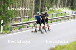 07.08.2024, Lenzerheide, Switzerland (SUI): Beda Klee (SUI), Nicola Wigger (SUI), Valerio Grond (SUI), (l-r) - Cross-Country summer training, Lenzerheide (SUI). www.nordicfocus.com. © Manzoni/NordicFocus. Every downloaded picture is fee-liable.