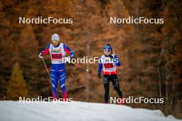 09.11.2024, Bessans, France (FRA): Renaud Jay (FRA), Mélissa Gal (FRA), (l-r) - Cross-Country summer training, Bessans (FRA). www.nordicfocus.com. © Authamayou/NordicFocus. Every downloaded picture is fee-liable.