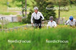 28.05.2024, Lenzerheide, Switzerland (SUI): Janik Riebli (SUI), Beda Klee (SUI), Toni Livers (SUI), (l-r) - Cross-Country training, Lenzerheide (SUI). www.nordicfocus.com. © Manzoni/NordicFocus. Every downloaded picture is fee-liable.