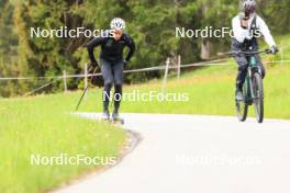 28.05.2024, Lenzerheide, Switzerland (SUI): Janik Riebli (SUI), Erik Braten Guidon (NOR), coach Team Switzerland, (l-r) - Cross-Country training, Lenzerheide (SUI). www.nordicfocus.com. © Manzoni/NordicFocus. Every downloaded picture is fee-liable.