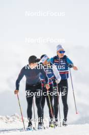 19.06.2024, Tignes, France (FRA): Théo Schely (FRA), Richard Jouve (FRA), Remi Bourdin (FRA), (l-r) - Cross-Country summer training, Tignes (FRA). www.nordicfocus.com. © Authamayou/NordicFocus. Every downloaded picture is fee-liable.