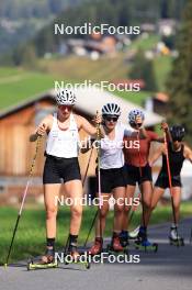 07.08.2024, Lenzerheide, Switzerland (SUI): Desiree Steiner (SUI), Nina Riederer (LIE), Alina Meier (SUI), Ramona Schoepfer (SUI), (l-r) - Cross-Country summer training, Lenzerheide (SUI). www.nordicfocus.com. © Manzoni/NordicFocus. Every downloaded picture is fee-liable.