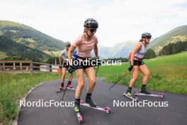 15.08.2024, Ulrichen, Switzerland (SUI): Katherine Sauerbrey (GER), Coletta Rydzek (GER), (l-r) - Cross-Country summer training, Ulrichen (SUI). www.nordicfocus.com. © Manzoni/NordicFocus. Every downloaded picture is fee-liable.