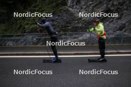 13.09.2024, Schiers, Switzerland (SUI): Roman Schaad (SUI), Jonas Baumann (SUI), (l-r) - Cross-Country summer training, Lenzerheide (SUI). www.nordicfocus.com. © Manzoni/NordicFocus. Every downloaded picture is fee-liable.