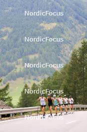 14.08.2024, Ulrichen, Switzerland (SUI): Laura Gimmler (GER), Sofie Krehl (GER), Pia Fink (GER), Lisa Lohmann (GER), Katherine Sauerbrey (GER), Helen Hoffmann (GER), (l-r) - Cross-Country summer training, Ulrichen (SUI). www.nordicfocus.com. © Manzoni/NordicFocus. Every downloaded picture is fee-liable.