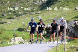 07.08.2024, Lenzerheide, Switzerland (SUI): Beda Klee (SUI), Valerio Grond (SUI), Nicola Wigger (SUI), Dario Cologna (SUI), (l-r) - Cross-Country summer training, Lenzerheide (SUI). www.nordicfocus.com. © Manzoni/NordicFocus. Every downloaded picture is fee-liable.